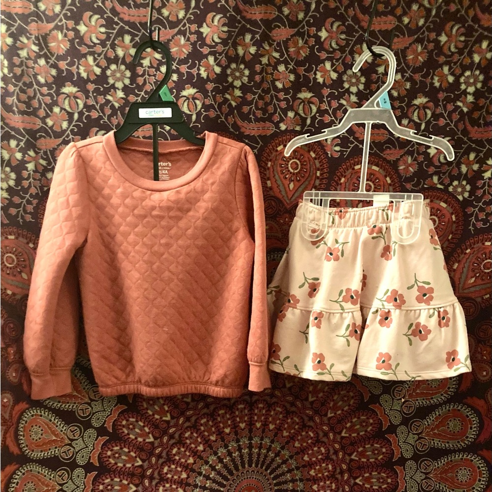 Cater’s Floral Cream Skirt w/ Long Sleeved So Soft Top